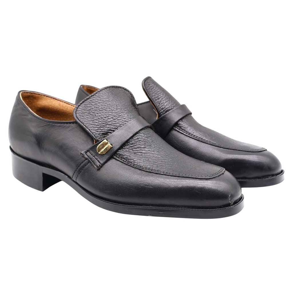 Barclay Slip On Loafers Mens 7 D Vintage Black Leather PermaSole USA 95183